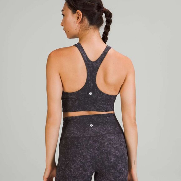 Lululemon Wunder Train Longline Bra In Denim Wash Print Dusky Lavender Black 2 - Picture 3 of 9